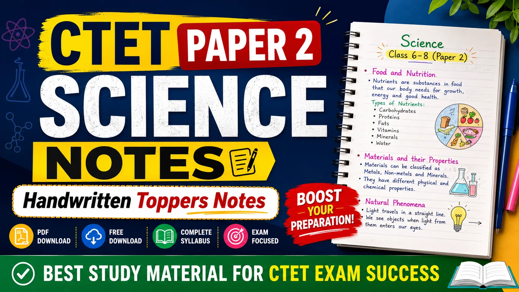 CTET Science Paper 2 Notes – Handwritten Toppers Notes PDF Free Download